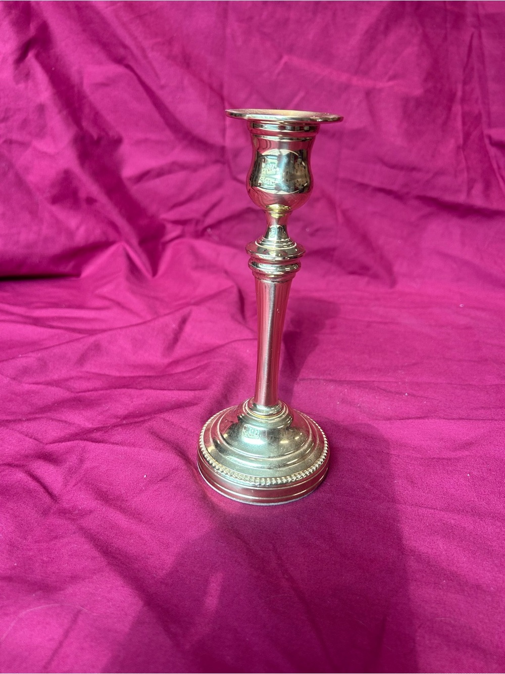 baldwin Silver Candlestick Holder with Classic Beaded Base